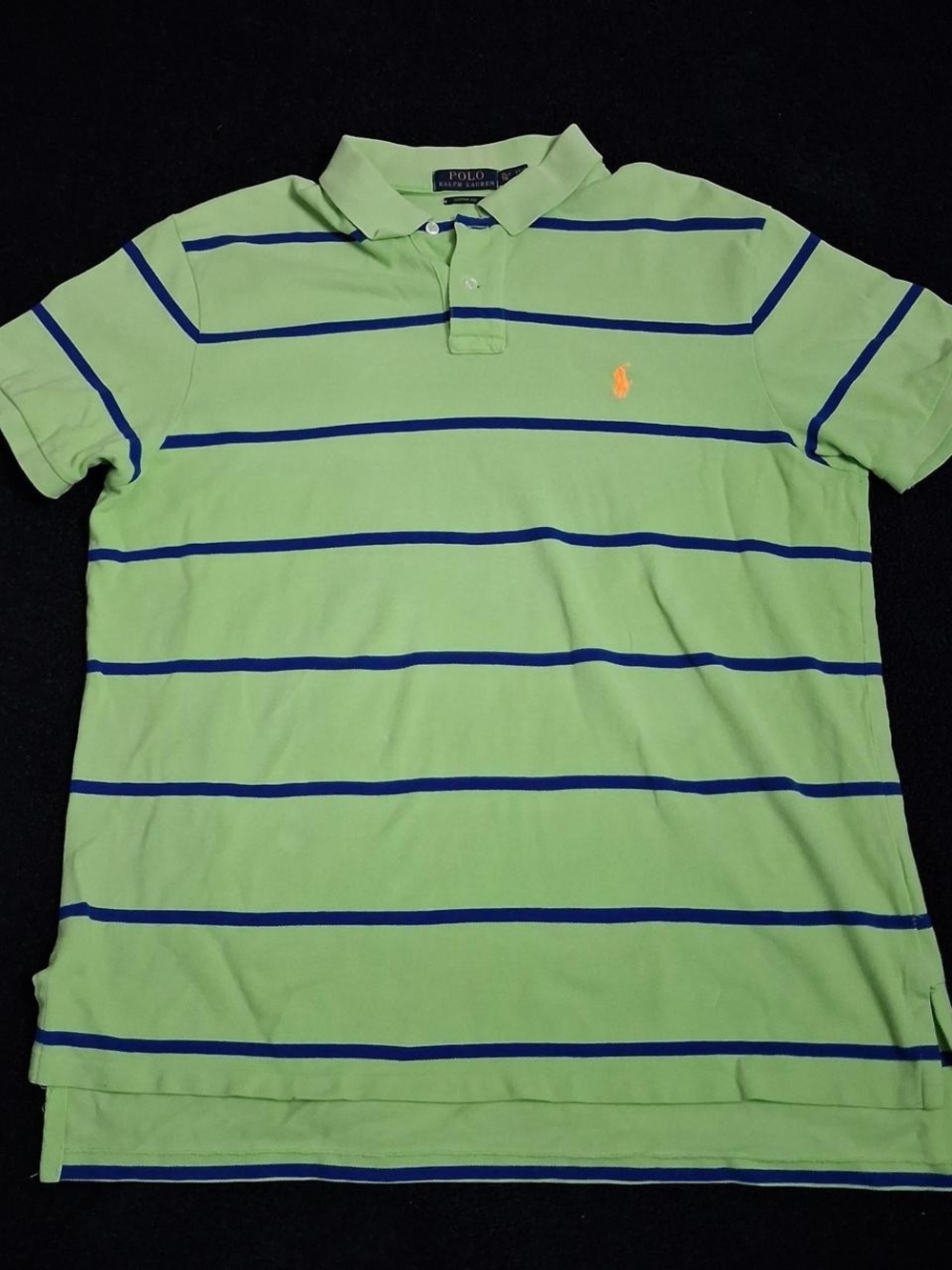 Polo by Ralph Lauren Light Green Polo w/Navy Stripes and Orange Logo